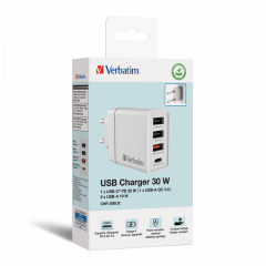 VERBATIM 49701 CHR-30EU2 USB-CHARGER 30W WHITE