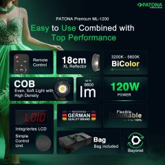 PATONA  120W COB ML-1200  Bi Color   Fotoğraf ve Video ışığı
