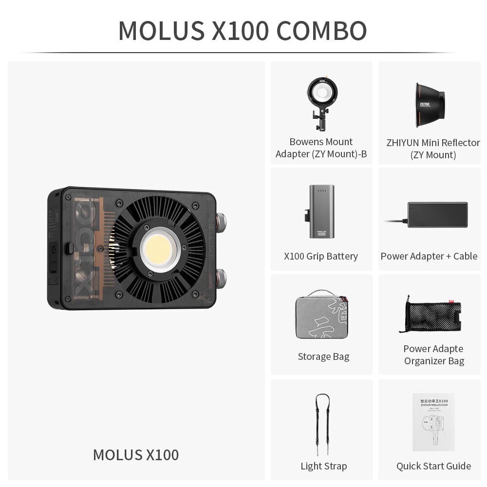 Zhiyun Molus X100 Combo 100W Taşınabilir Işık