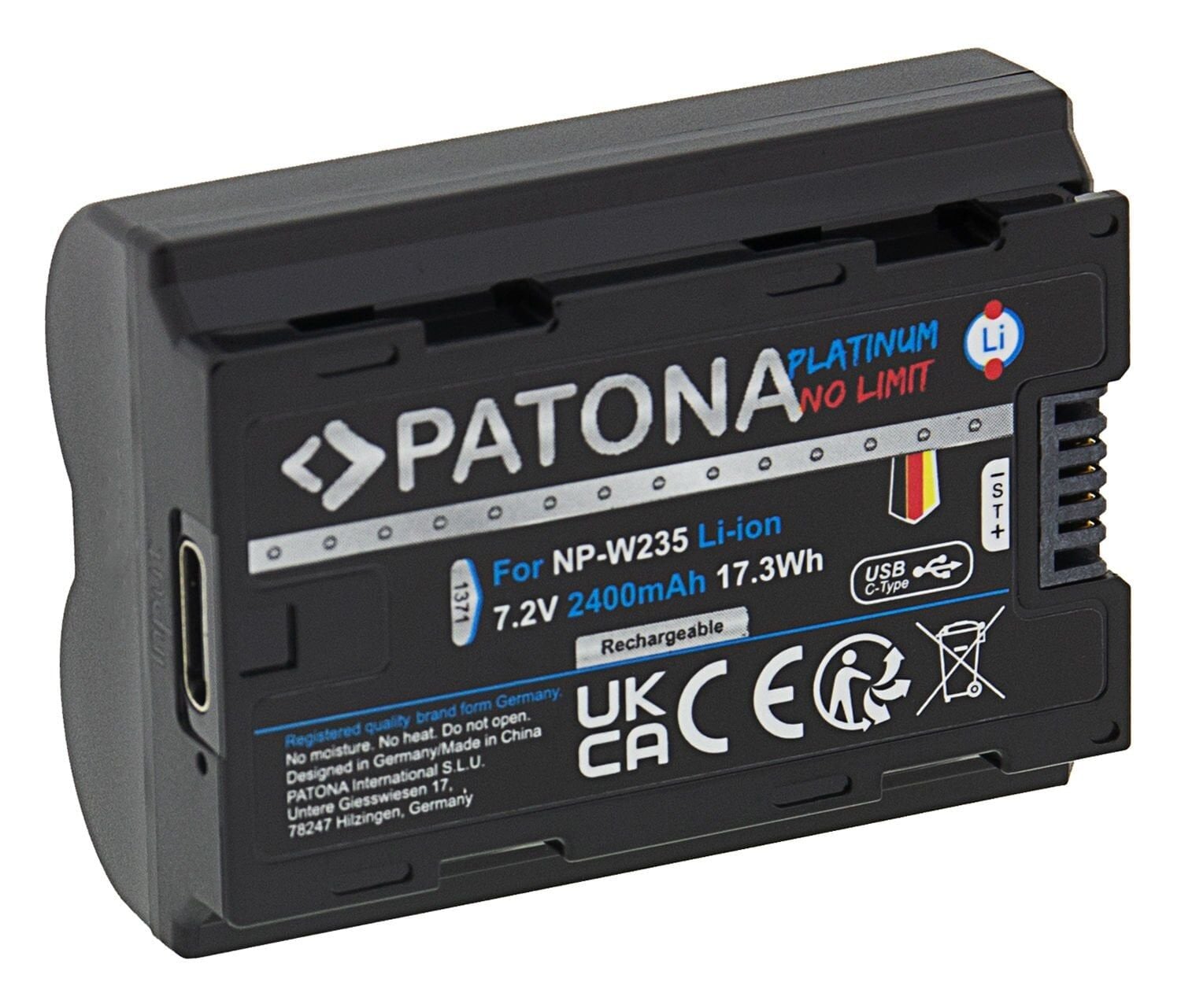 PATONA 1371 Platinum Battery with USB-C Input Fuji FinePix NP-W235 xT-4 XT4