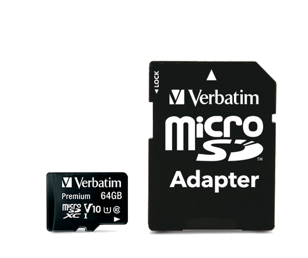 VERBATIM 44084 - 64GB 90MB/S PREMIUM U1 MICRO SDXC CLASS 10 (INC ADAPTOR)