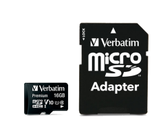 VERBATIM 44082 - 16GB 80MB/S PREMIUM U1 MICRO SDHC CLASS 10 (INC ADAPTOR)