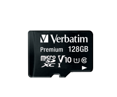 VERBATIM 44085 - 128GB 90MB/S PREMIUM U1 MICRO SDXC CLASS 10 (INC ADAPTOR)