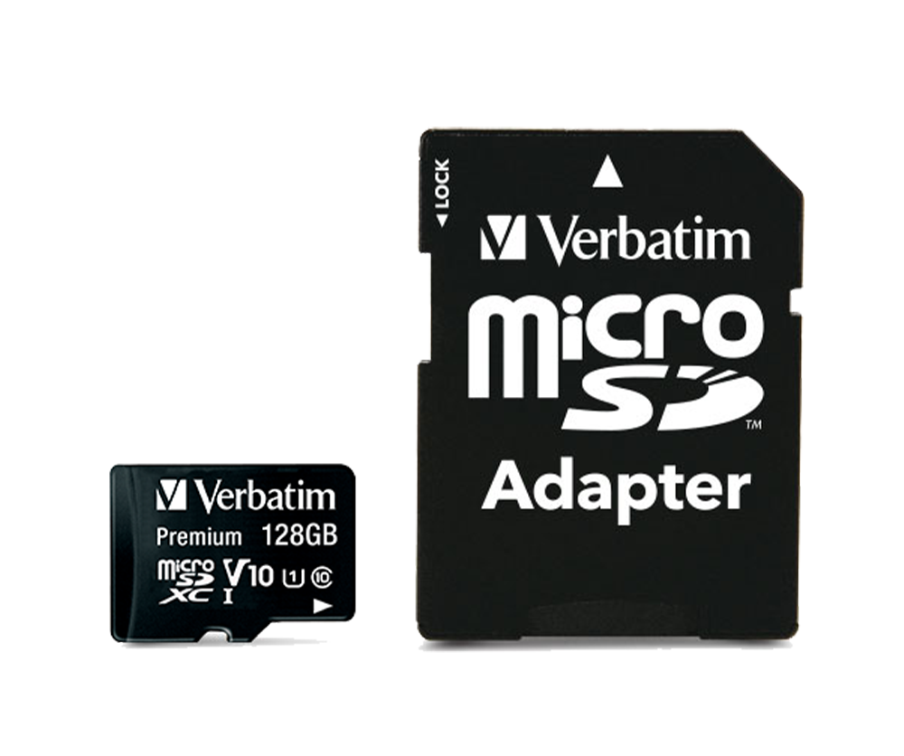 VERBATIM 44085 - 128GB 90MB/S PREMIUM U1 MICRO SDXC CLASS 10 (INC ADAPTOR)