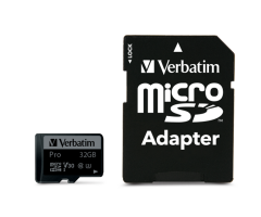 VERBATIM 47041 - 32GB PRO U3 MICRO SDHC CLASS 10 UHS-I (INC ADAPTOR) (90MB/sn. - 45MB/sn.)