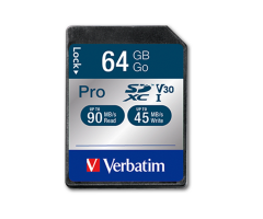 VERBATIM 47022 - 64GB PRO U3 SDXC CLASS 10 UHS-I (90MB/sn. - 45MB/sn.)