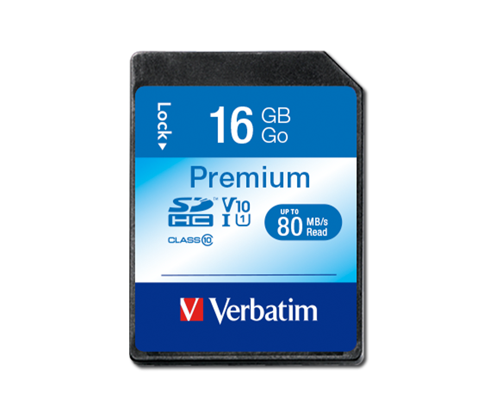 VERBATIM 43962 - 16GB 80MB/S PREMIUM U1 SDHC SD CARD CLASS 10