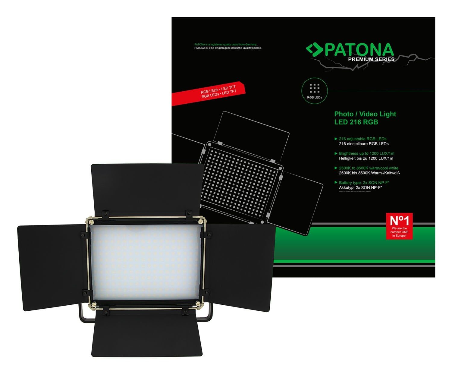 PATONA 4289 Premium LED Photo and Video Light with 216 Adjustable RGB Leds