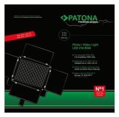 PATONA 4289 Premium LED Photo and Video Light with 216 Adjustable RGB Leds