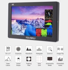 FEELWORLD T7 PLUS 7 İnç 3D LUT  Kamera Alan Monitörü 1920x1200  4K HDMI