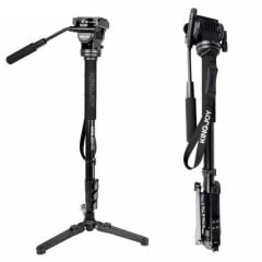 KINGJOY MP208F Monopod + VT-1510 Video Kamera Tripod Başlığı + M3 360° Dönebilen Monopod Tabanı