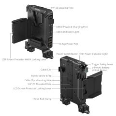 SmallRig 5226 V-Mount Pil Montaj Plakası Kiti 15 mm LWS Rob Borulu