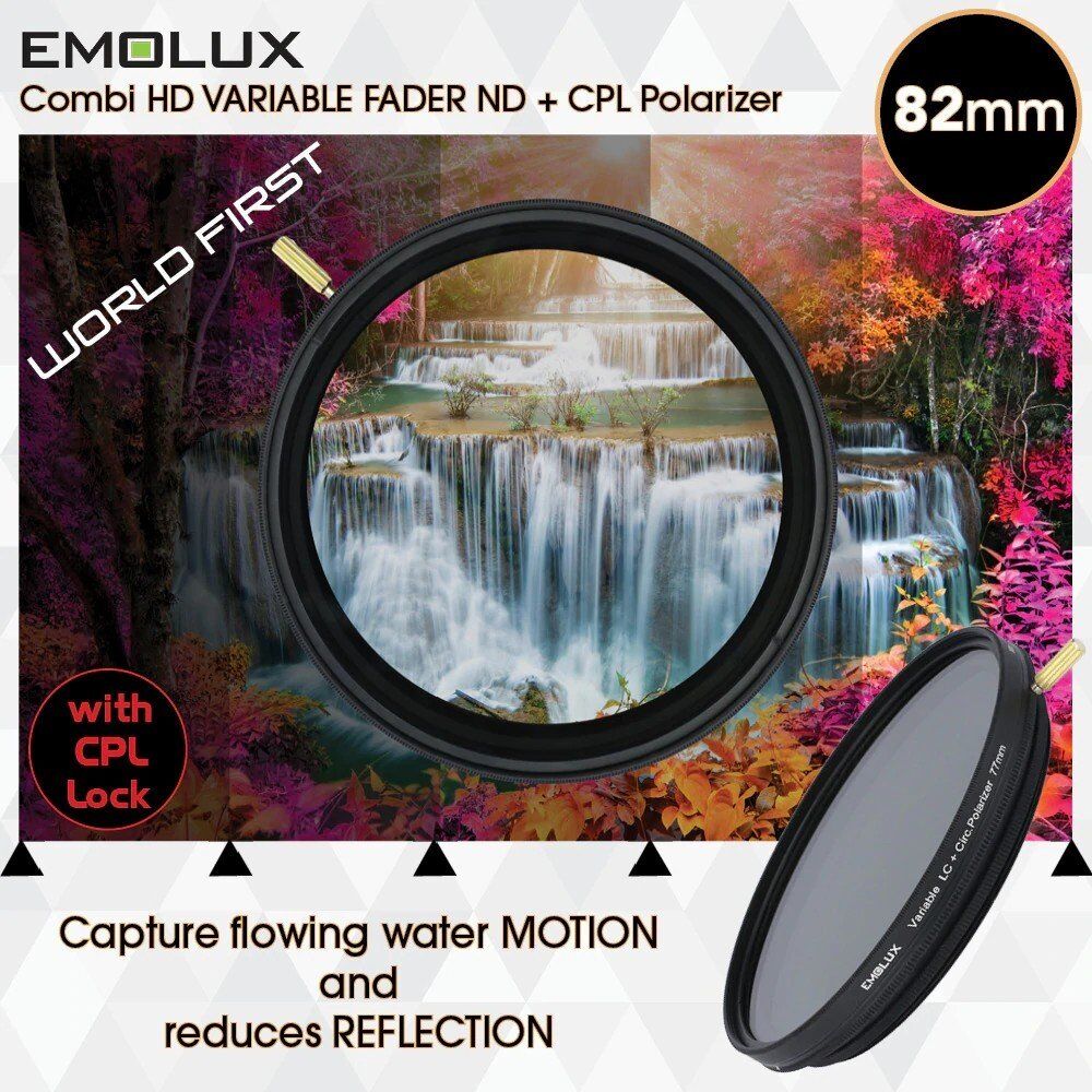 Emolux 82mm 2 in 1 Variable ND 2-400 + Circular Polarize Filtre