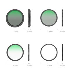 SmallRig 4726 5'i 1 Arada  (67 mm) Filtre Kiti VND 2-32 & CPL & 1/4  Siyah Sis